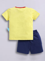Boys Casual T-shirt Shorts  (YELLOW NAVY)