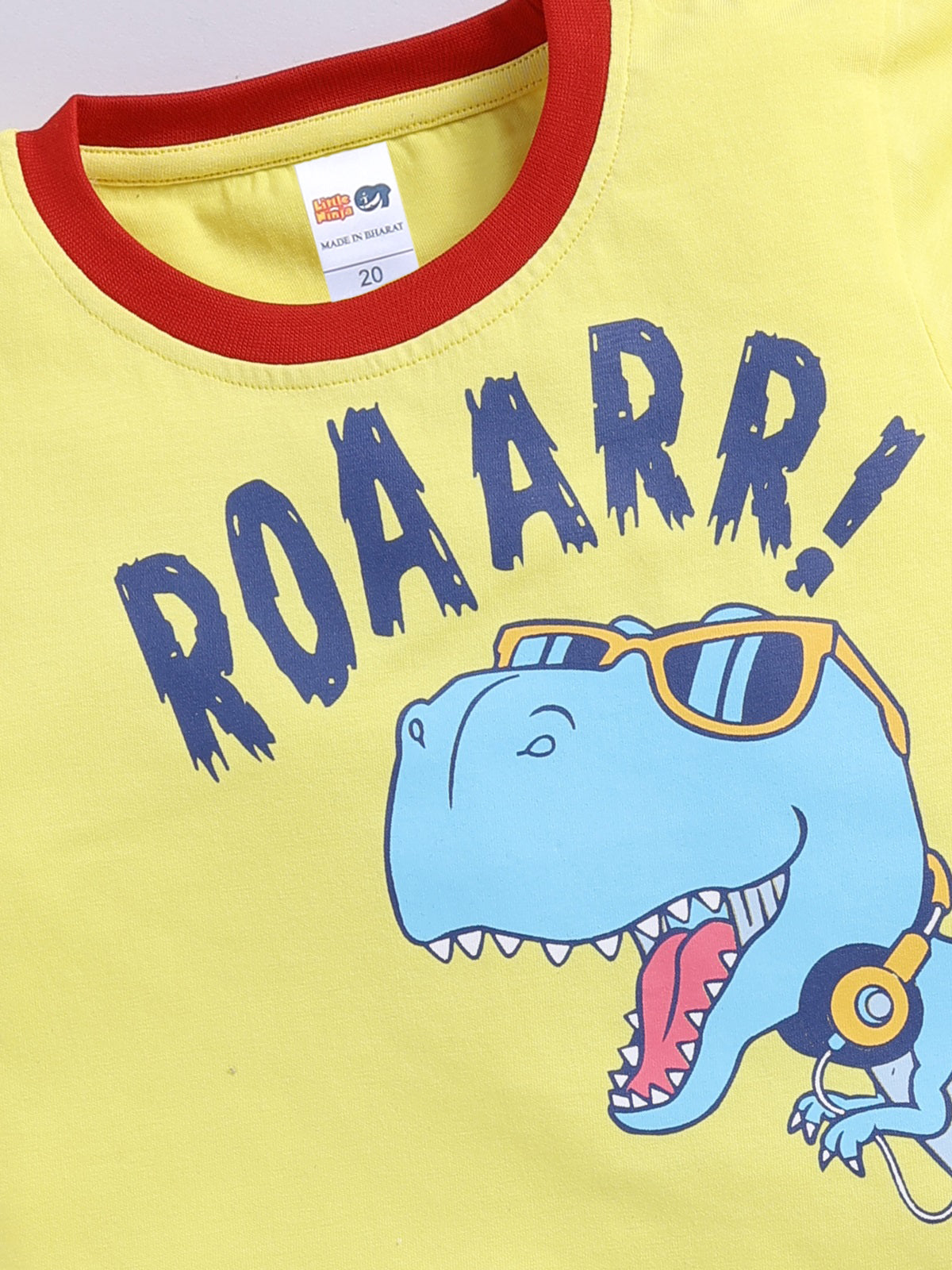 Boys Casual T-shirt Shorts  (YELLOW NAVY)