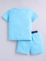 Boys Mickey Casual T-shirt Shorts  (BLUE)