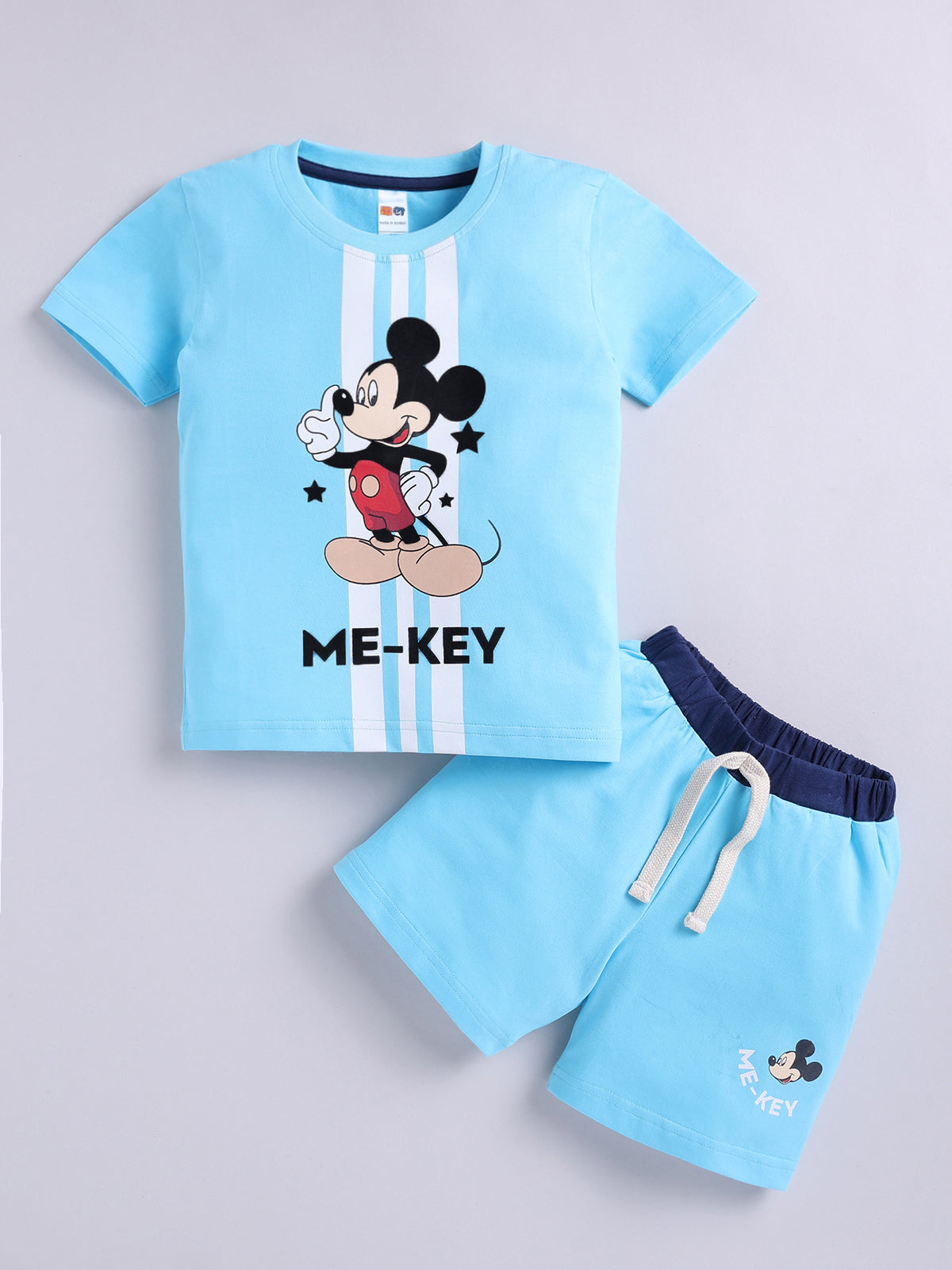 Boys Mickey Casual T-shirt Shorts  (BLUE)