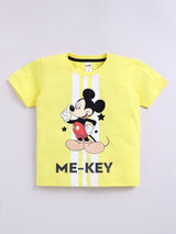 Boys Mickey Casual T-shirt Shorts  (YELLOW)