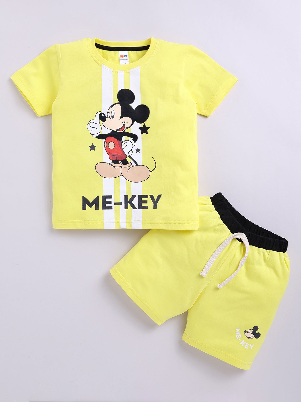 Boys Mickey Casual T-shirt Shorts  (YELLOW)