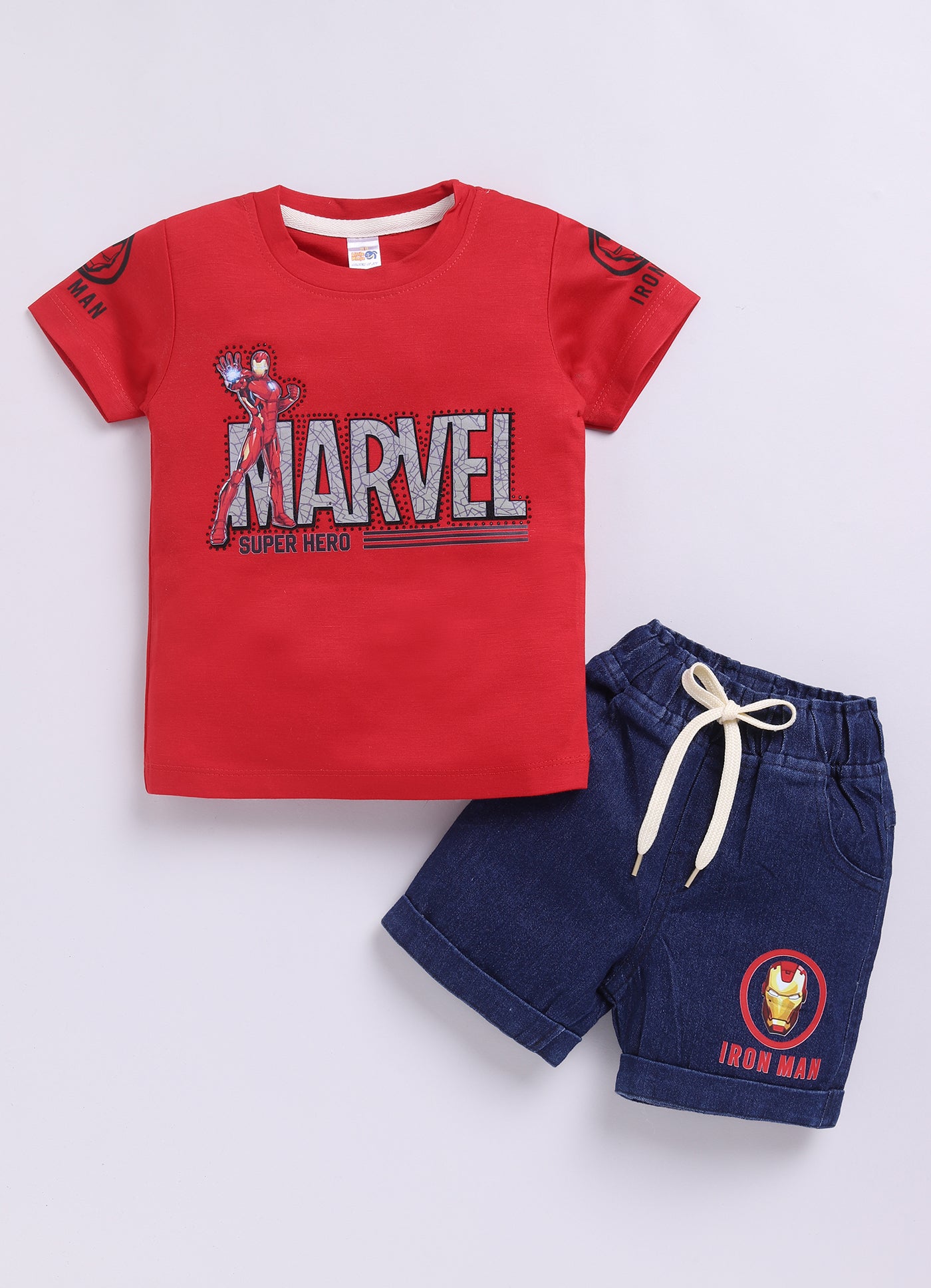 Baby Boys Casual T-shirt Shorts  (RED NAVY)