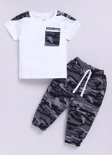 Baby Boys Casual T-shirt Track Pants  (GREY)