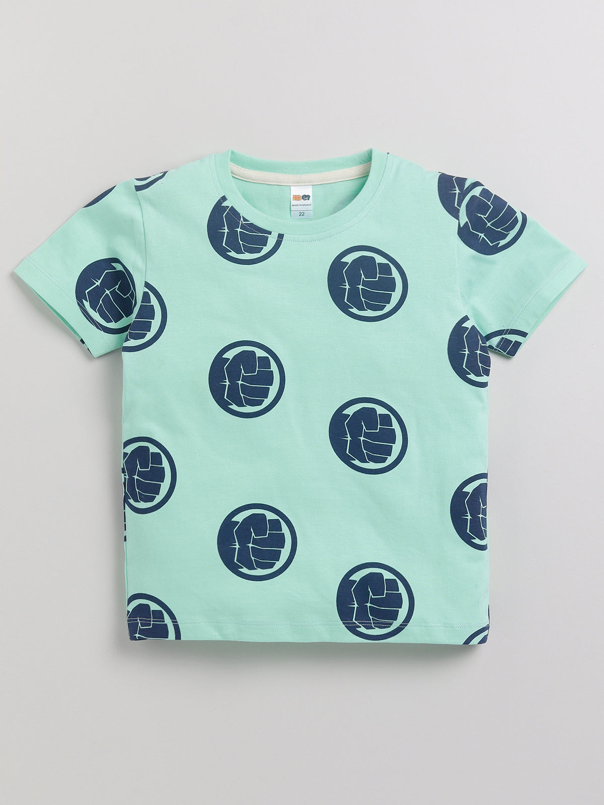 Boys Avengers Casual T-shirt Shorts  (SEA GREEN)