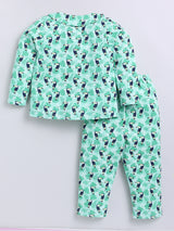 Girls Casual Top Pyjama  (GREEN)