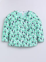 Girls Casual Top Pyjama  (GREEN)