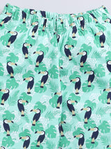 Girls Casual Top Pyjama  (GREEN)