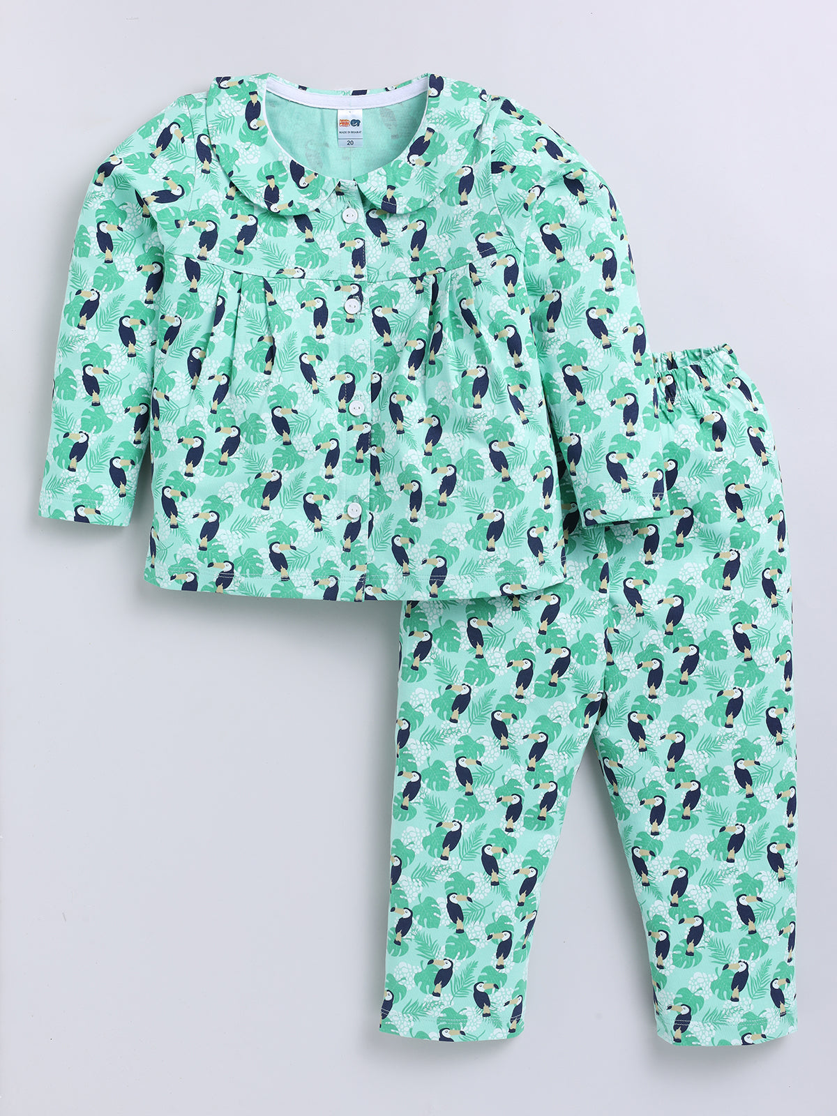 Girls Casual Top Pyjama  (GREEN)