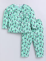 Girls Casual Top Pyjama  (GREEN)