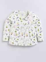 Girls Casual Top Pyjama  (OFF WHITE)