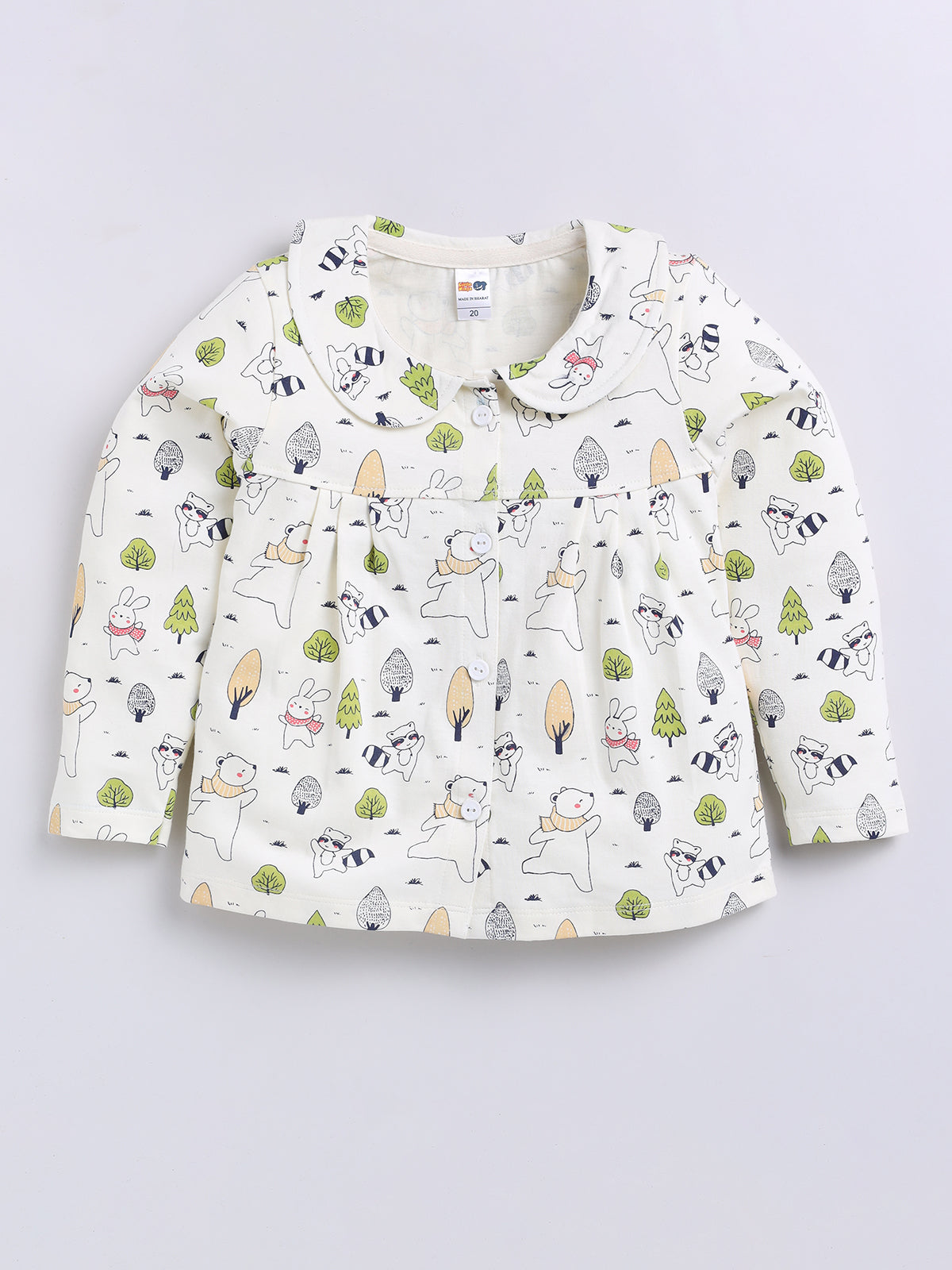 Girls Casual Top Pyjama  (OFF WHITE)