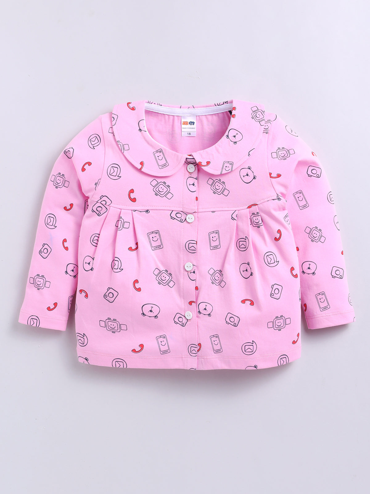 Girls Casual Top Pyjama  (PINK)