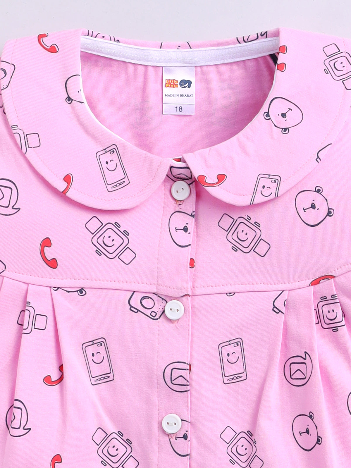 Girls Casual Top Pyjama  (PINK)