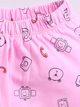 Girls Casual Top Pyjama  (PINK)