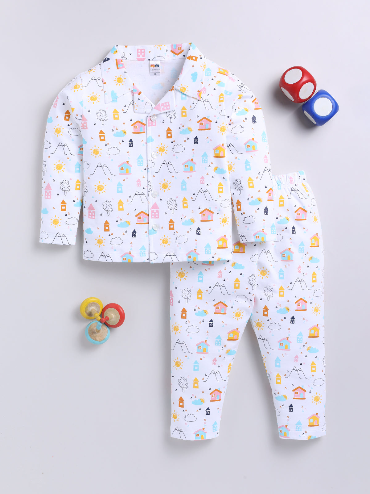 Boys Casual T-shirt Pyjama  (WHITE)