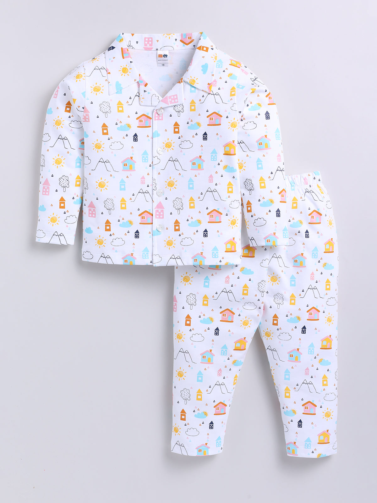 Boys Casual T-shirt Pyjama  (WHITE)